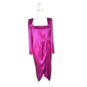 SAYLOR Women's Magenta Britta Satin Jacquard Midi Dress NWT Large
